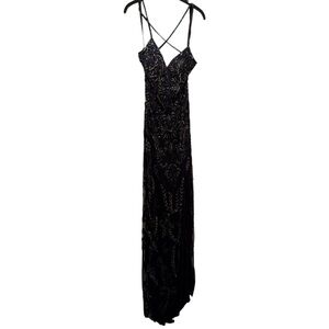 PRIMAVERA BEADED GOWN IN NAVY